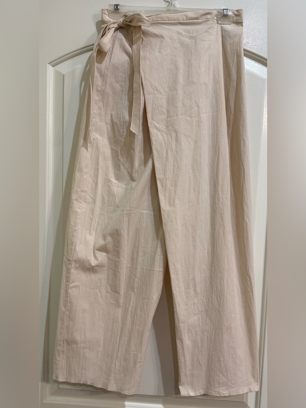 Zara Asymmetrical Wrap Side Tie High Waist Wide Leg Crop Small
